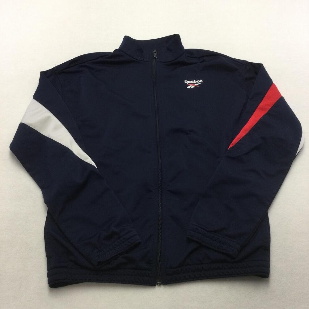 Reebok Jacket Mens Medium Blue Full Zip Track Reecycled Colorblock HR3051